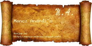 Mencz András névjegykártya